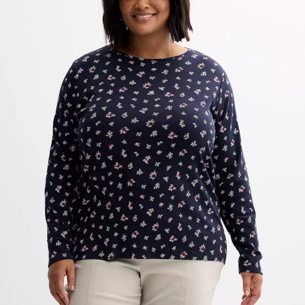 Croft & Barrow Holiday Cotton Tee 1X